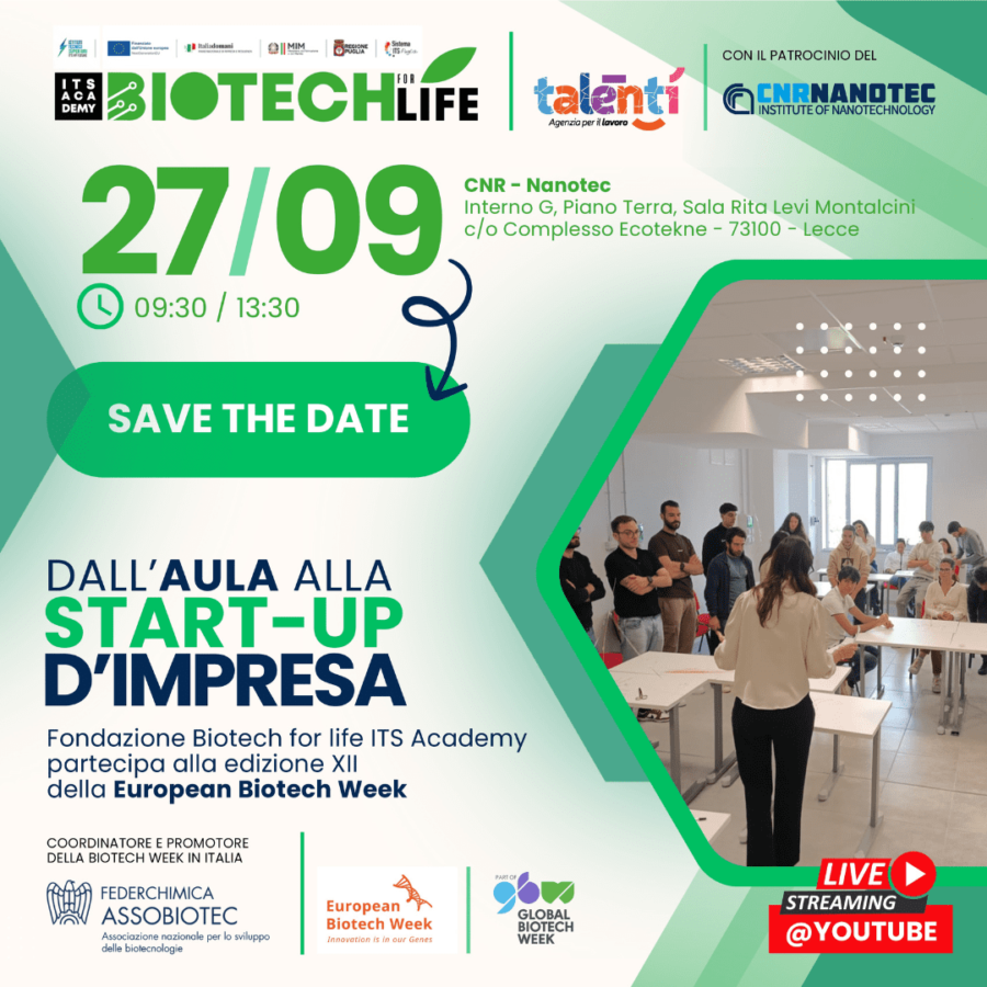 Gli allievi ITS Academy portano le idee innovative all’European Biotech week